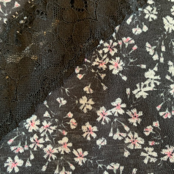 Navy dainty flower print spaghetti strap dress, petite size 4 - Picture 4 of 8